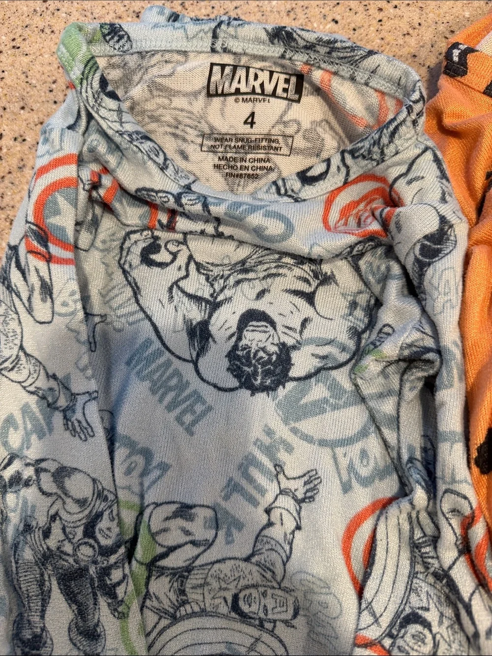 4 sets of kids pjs. Loose fitting 4T and snug fit 5T.